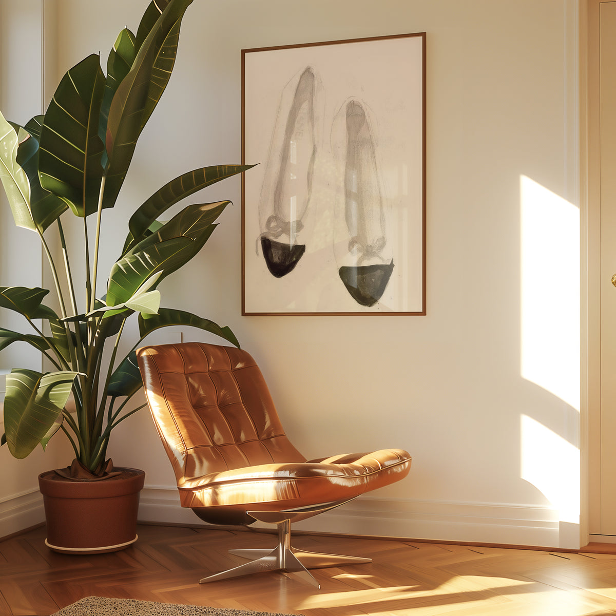 Chanel Flats poster visualiserad på vägg – se rätt storlek med mockup från Bozetto