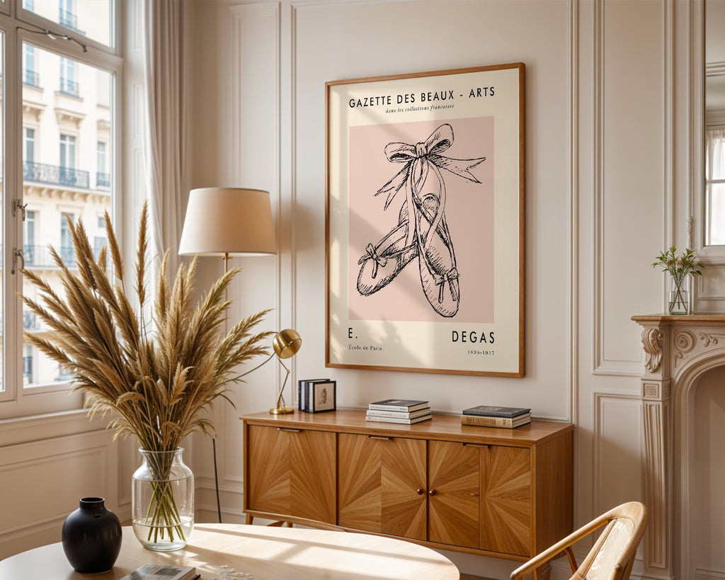 Mockup av Edgar Degas Ballet affisch på vägg – köp enkelt hos Bozetto i hög kvalitet