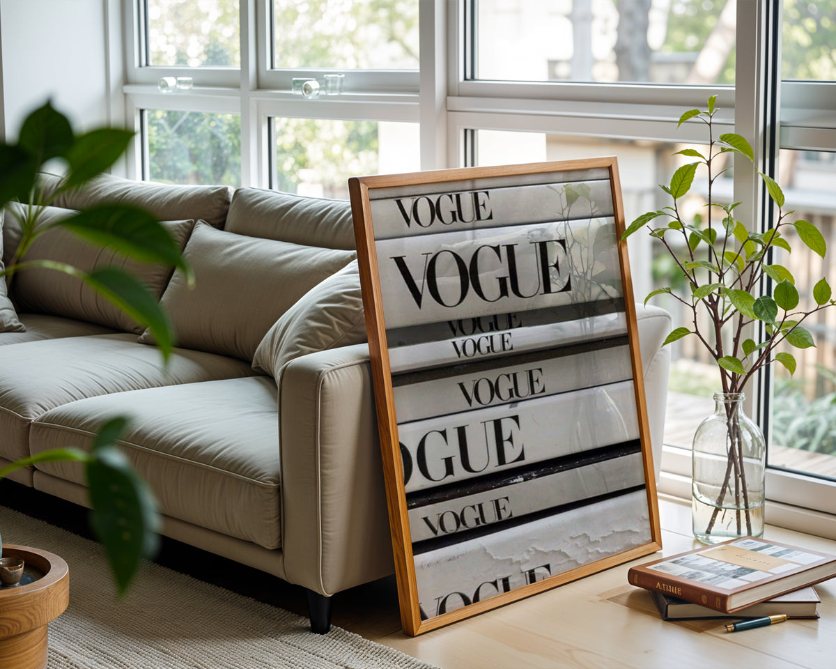 Mockup för Vogue Stack – se hur affischen ser ut inramad på din vägg, Bozetto i hög tryckkvalitet