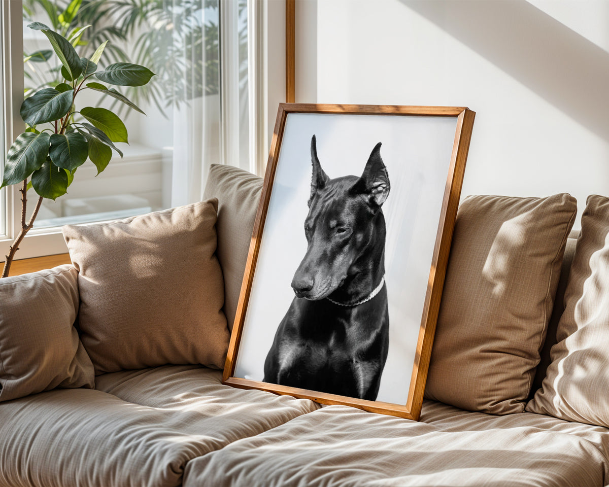 Mockup för Noir Doberman – se hur affischen ser ut inramad på din vägg, Bozetto i hög tryckkvalitet