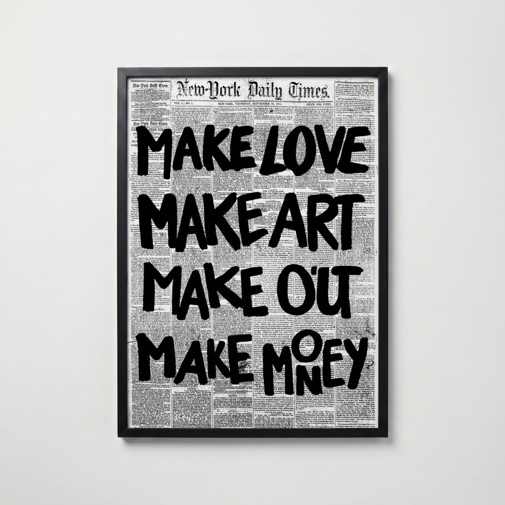 Inked Newsprint Layers Poster – svart ram