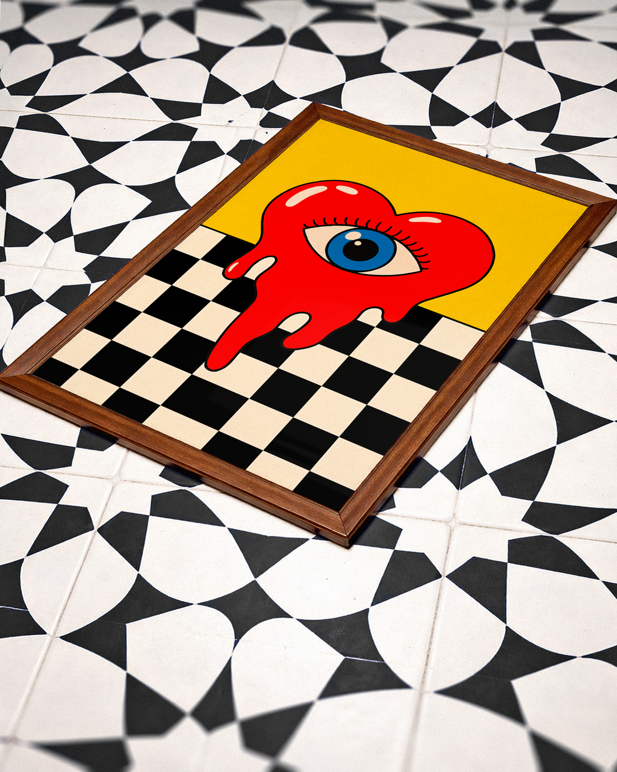 Väggmockup av Melting Heart Vision affisch på ljus vägg – Bozetto konsttryck – nr 3