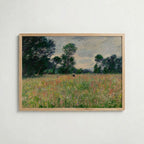 Claude Monet Summer Prairie affisch i ljus ekram med naturligt träutseende – Bozetto