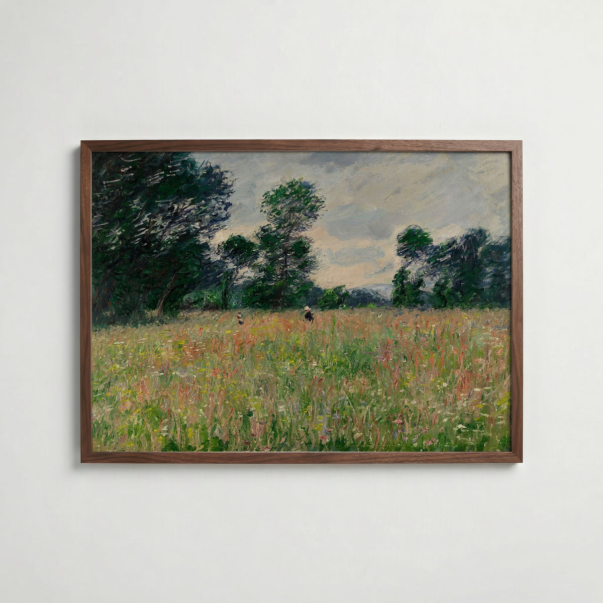 Claude Monet Summer Prairie affisch i valnötsram – mörkbrun inramning med lyxig känsla, Bozetto