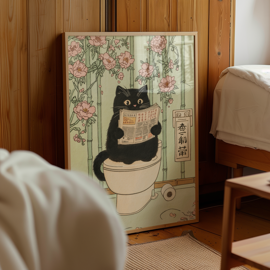 Cat Reading Time poster visad rakt fram – Bozetto affisch i hög tryckkvalitet i hög tryckkvalitet
