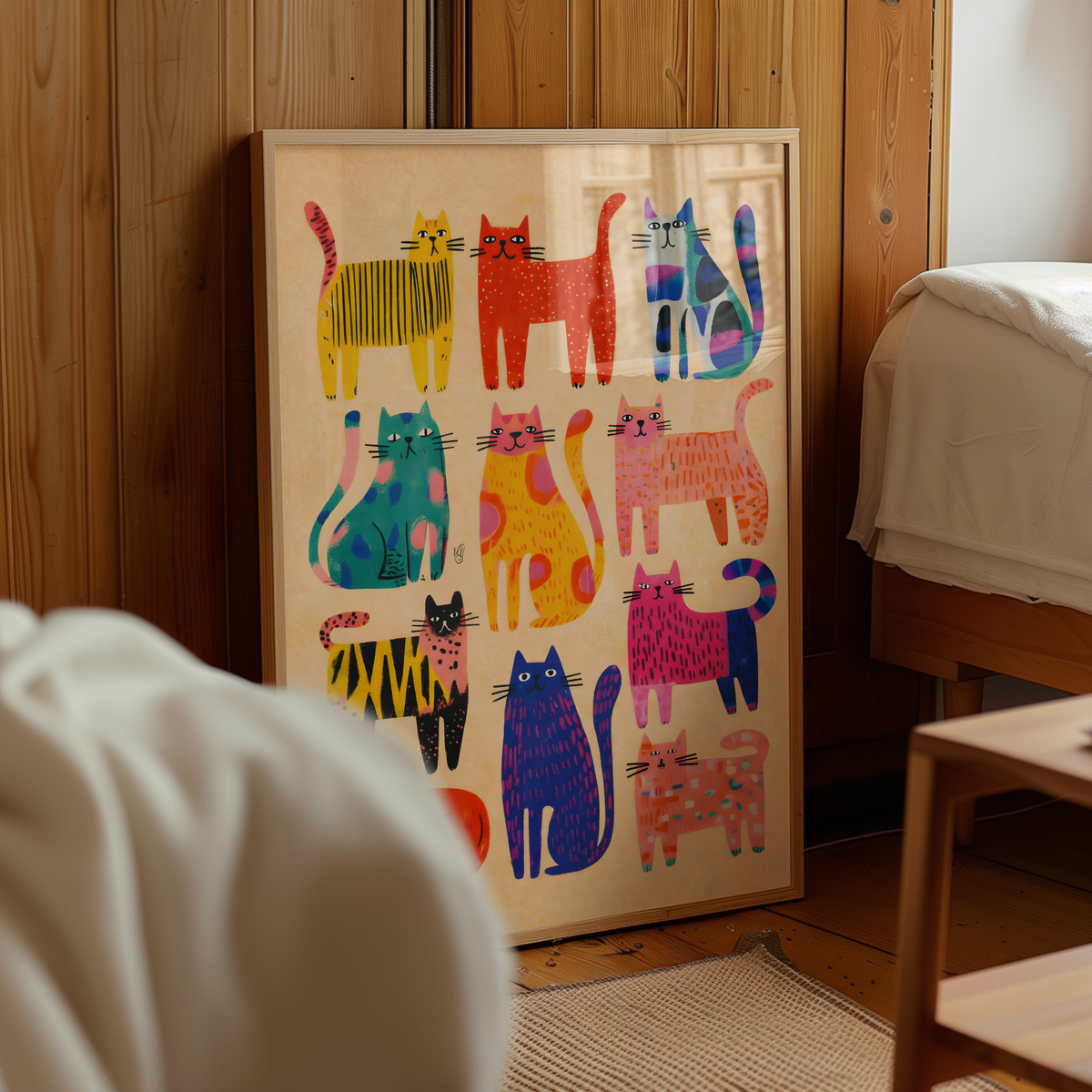 Colorful Cat Parade poster visad rakt fram – Bozetto affisch i hög tryckkvalitet
