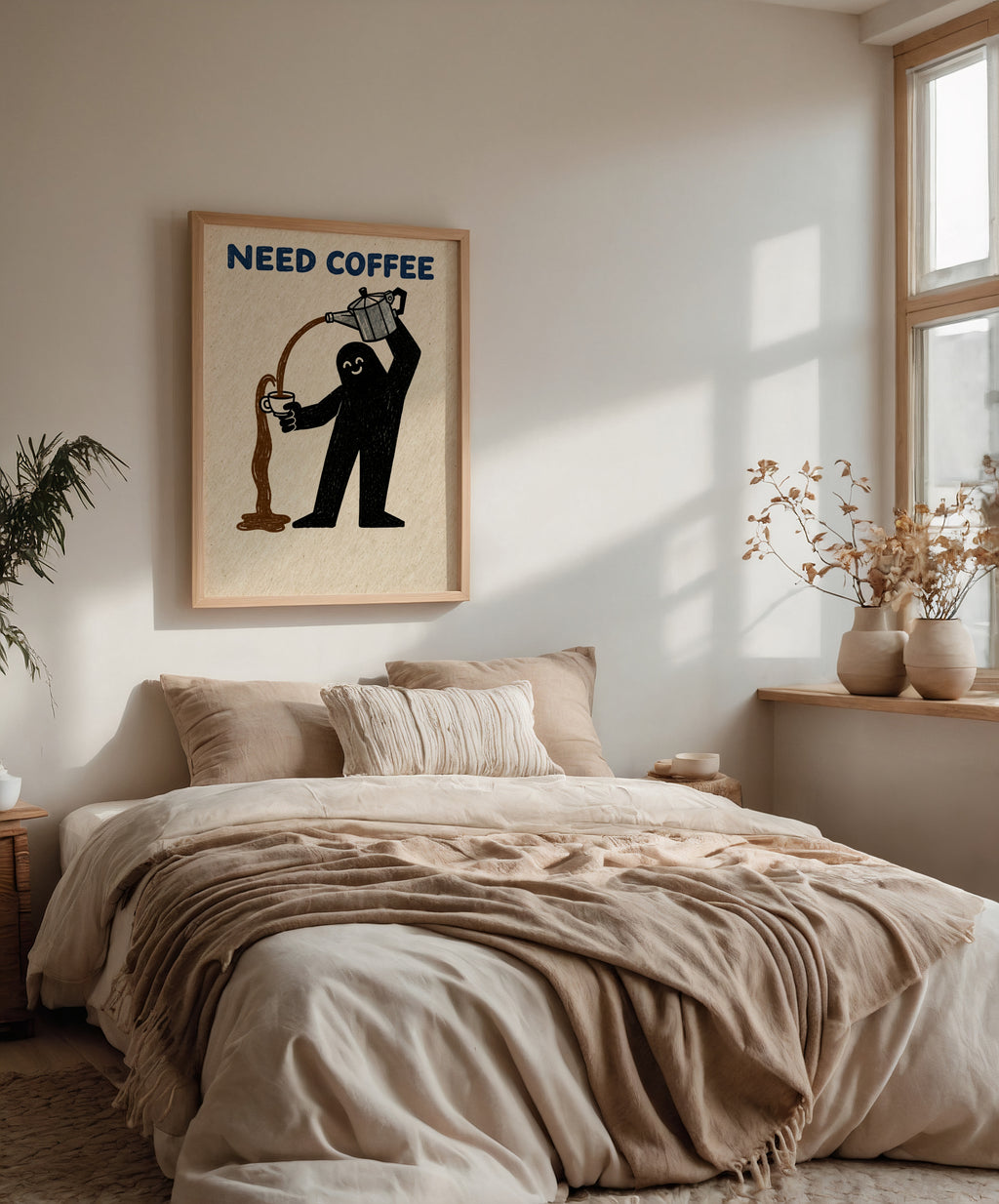Need Coffee Poster med valnötsram
