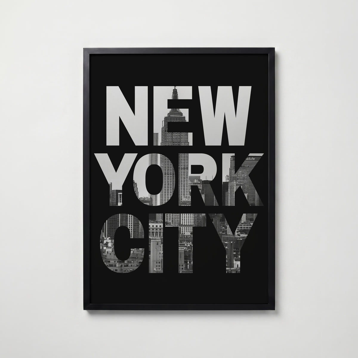 Skyline Cutout Type Poster – svart ram