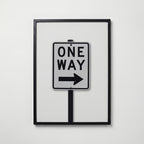 One Way Sign Poster – svart ram