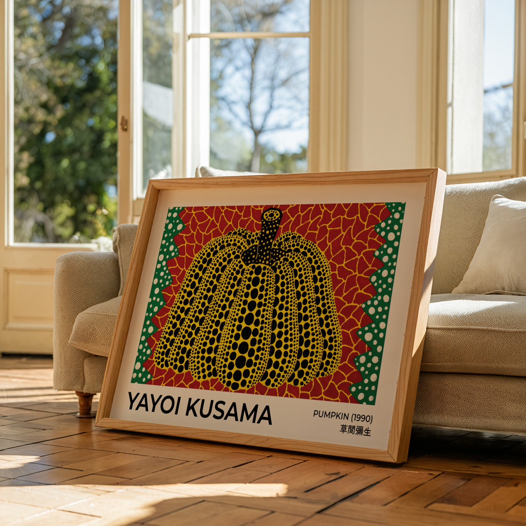 Yayoi Kusama – Pumpkin – affisch med stilfullt motiv från Bozetto i hög kvalitet