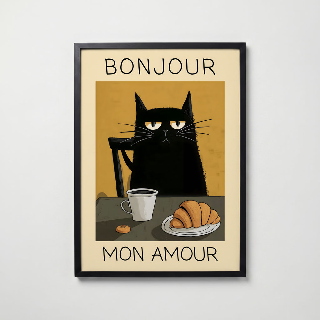 Parisian Cat Breakfast – köp enkelt hos Bozetto konsttryck i hög kvalitet i hög kvalitet