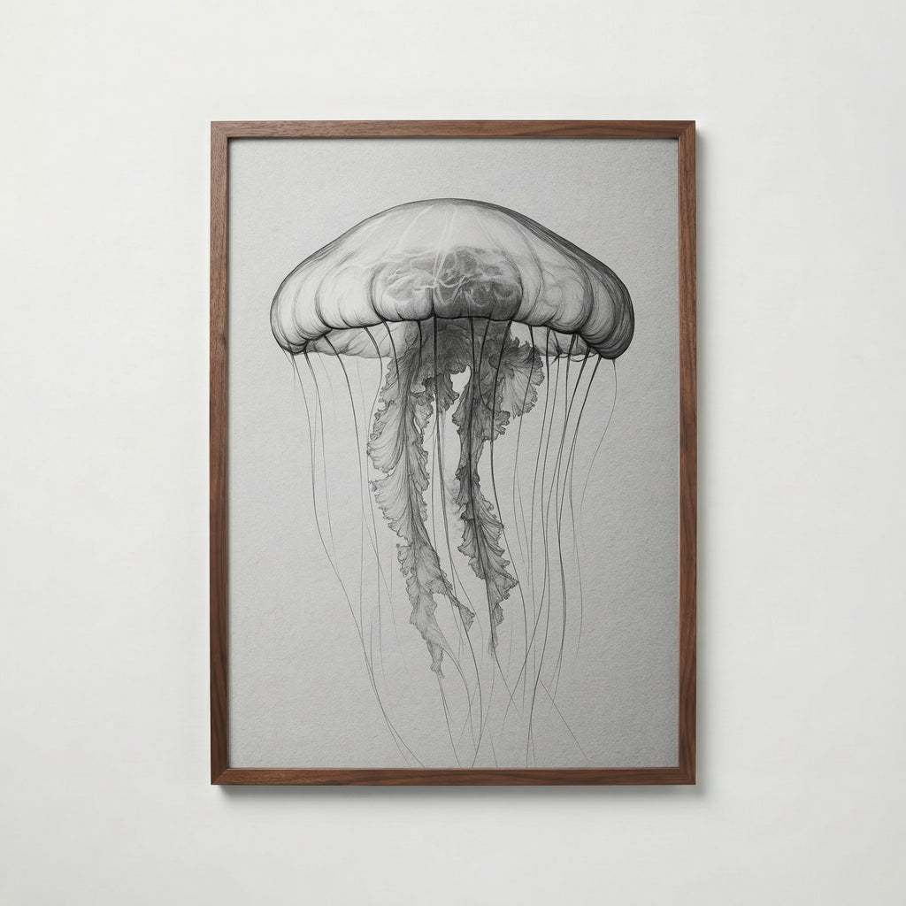 Drifting Jellyfish Sketch Poster – valnötsram