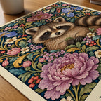 William Morris Masked Raccoon Poster – närbild på papper