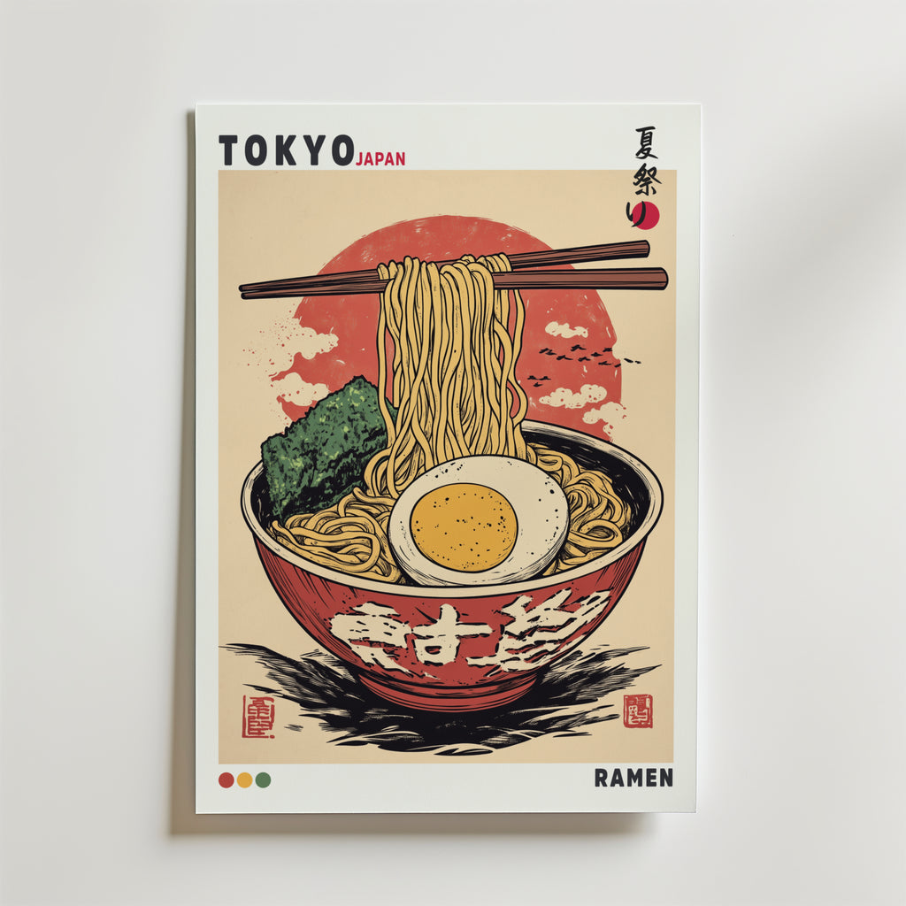 Retro Ramen Bowl – stilfullt konsttryck från Bozetto, tryckt på matt finpapper i hög tryckkvalitet