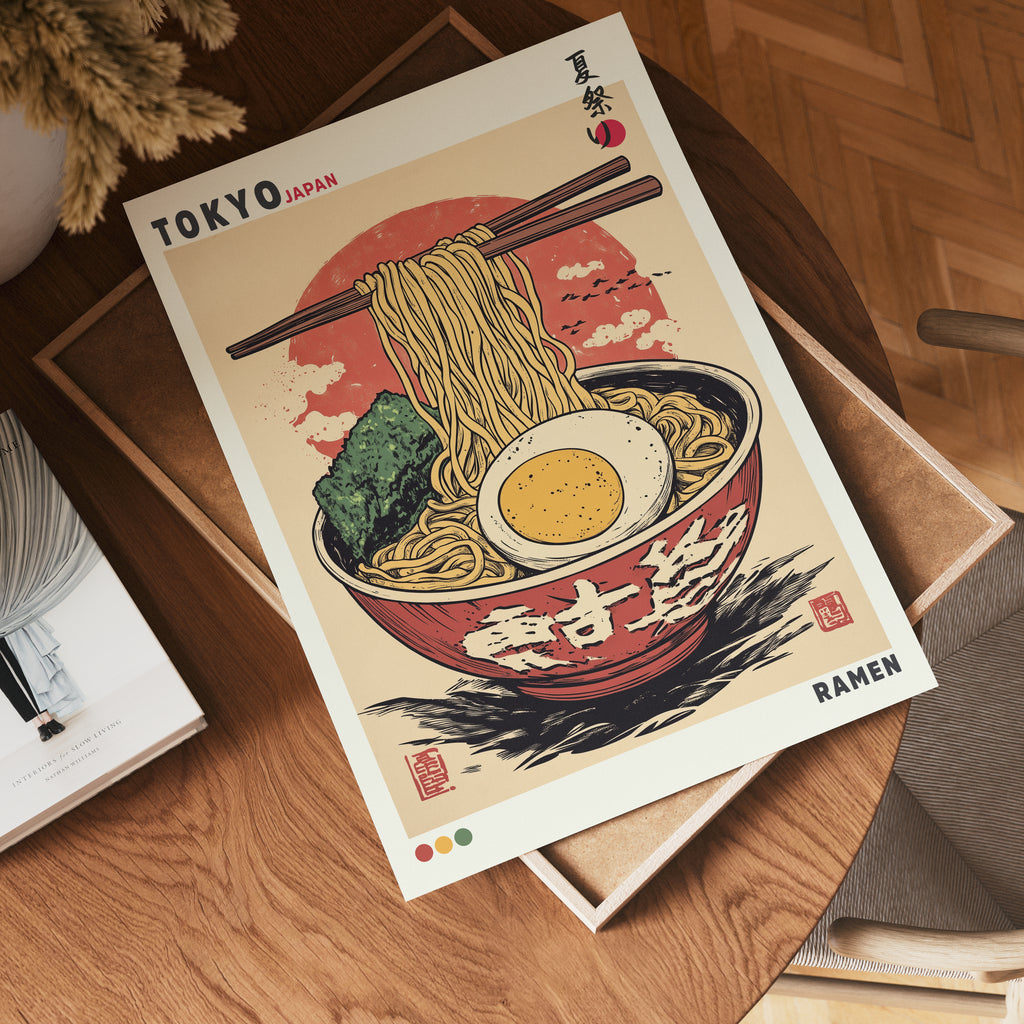 Retro Ramen Bowl poster visad rakt fram – Bozetto affisch i hög tryckkvalitet i hög tryckkvalitet