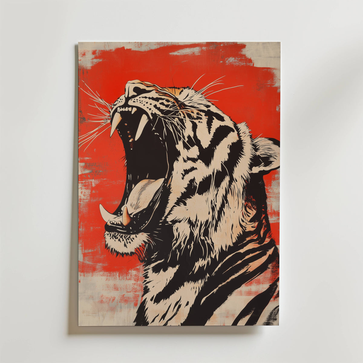 Red and Black Tiger – stilfullt konsttryck från Bozetto, tryckt på matt finpapper