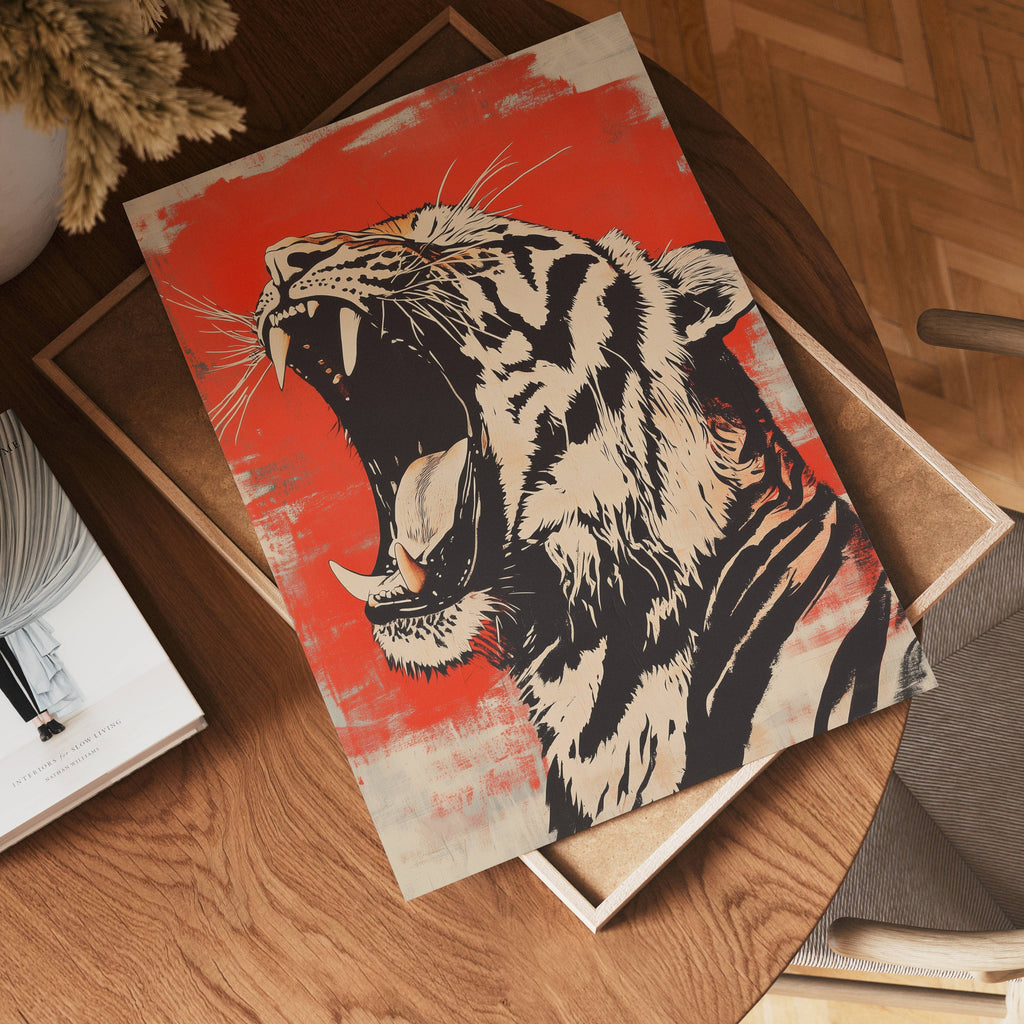 Red and Black Tiger – affisch med snyggt motiv, köp enkelt hos Bozetto i flera storlekar