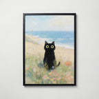Seaside Meadow Cat poster visad rakt fram – Bozetto affisch i hög tryckkvalitet i hög tryckkvalitet