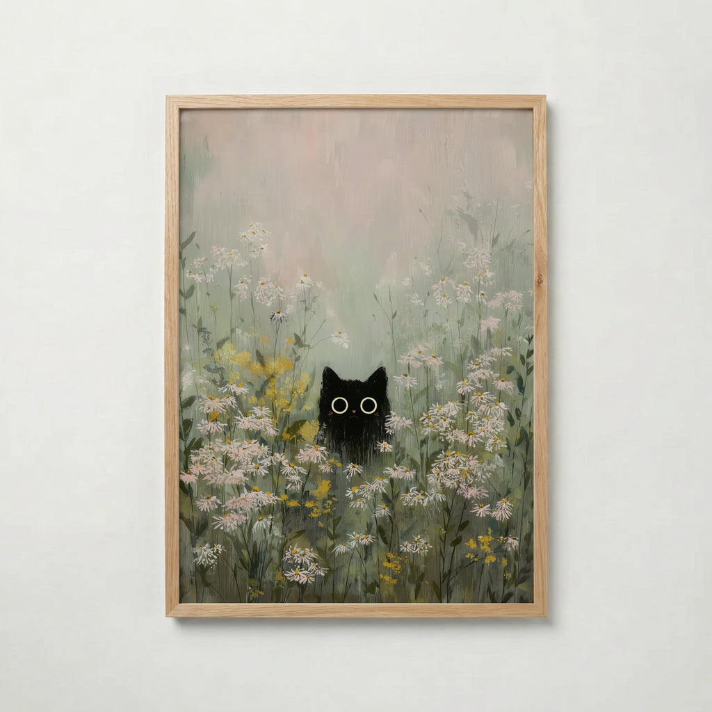 Silent Meadow Cat poster visad rakt fram – Bozetto affisch i hög tryckkvalitet i hög tryckkvalitet