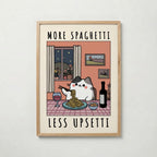 Spaghetti Comfort Cat – stilfullt konsttryck från Bozetto, tryckt på matt finpapper