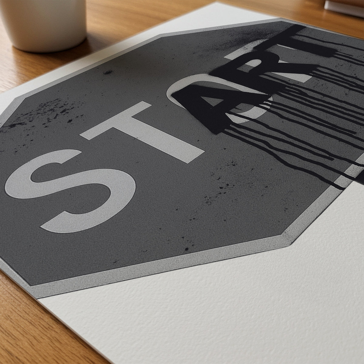 Start With Art Poster – närbild på papper
