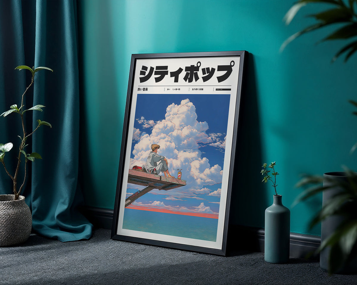 Mockup för Summer Static – se hur affischen ser ut inramad på din vägg, Bozetto i hög tryckkvalitet