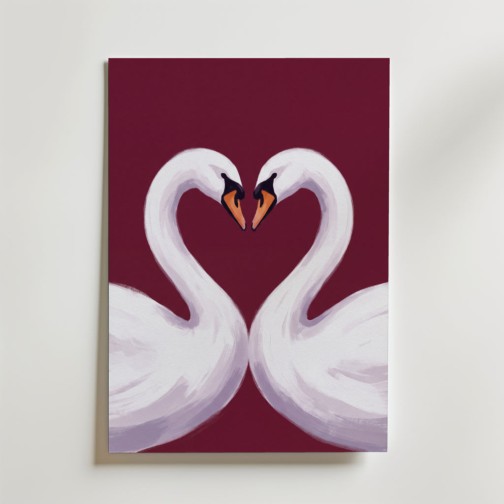 Swan Love Poster – canvas utan passepartout