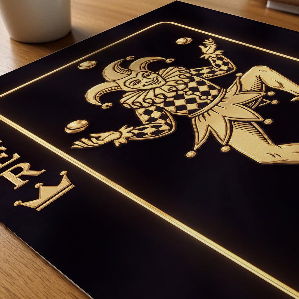 The Golden Juggler Joker Poster – närbild på papper