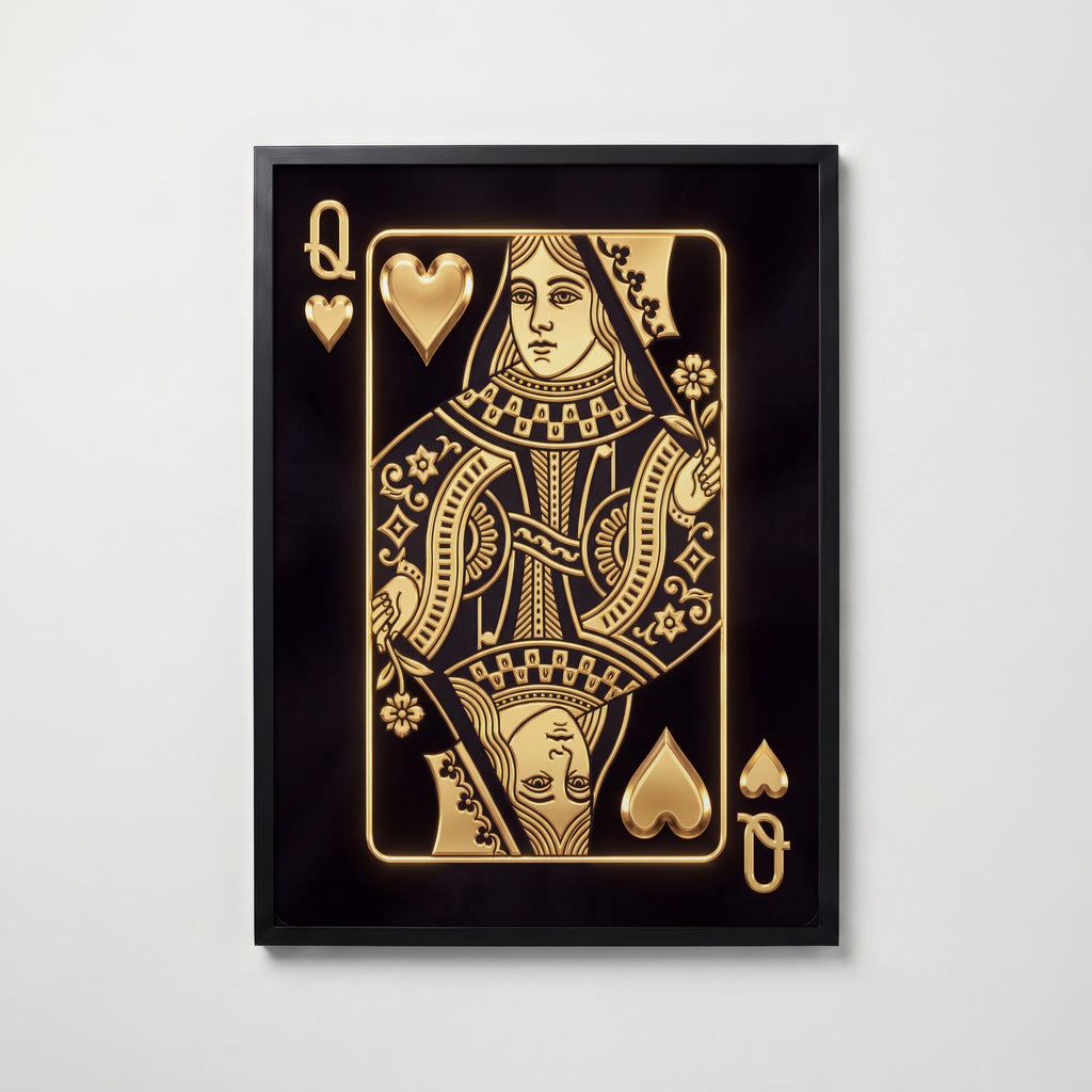 The Golden Queen of Hearts Poster – svart ram