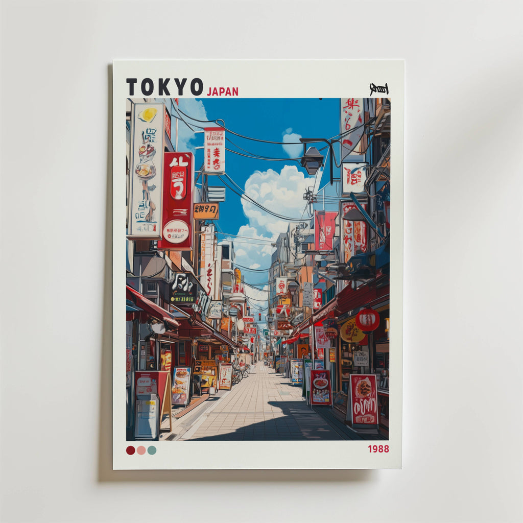 Tokyo Bazaar 1988 – stilfullt konsttryck från Bozetto, tryckt på matt finpapper i hög tryckkvalitet