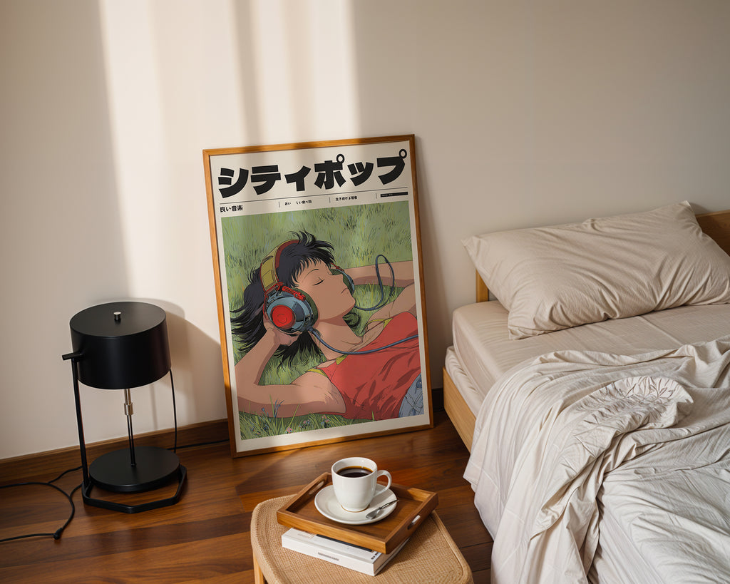 Tokyo Breeze poster visualiserad på vägg – se rätt storlek med mockup från Bozetto