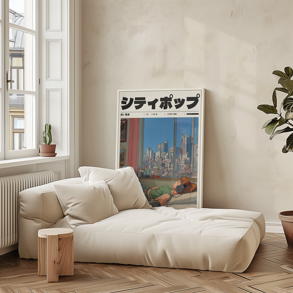 Tokyo Loop poster visualiserad på vägg – se rätt storlek med mockup från Bozetto