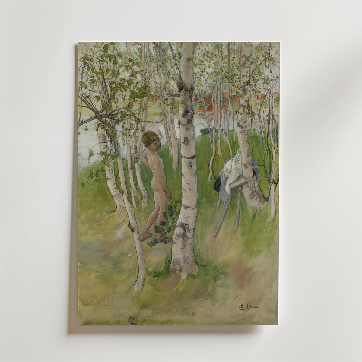Carl Larsson Nude Boy among – stilfullt konsttryck från Bozetto, tryckt på matt finpapper