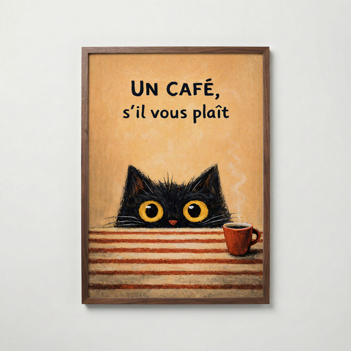 Un Café, S’il Vous Plaît affisch på vit bakgrund – köp enkelt hos Bozetto i hög kvalitet