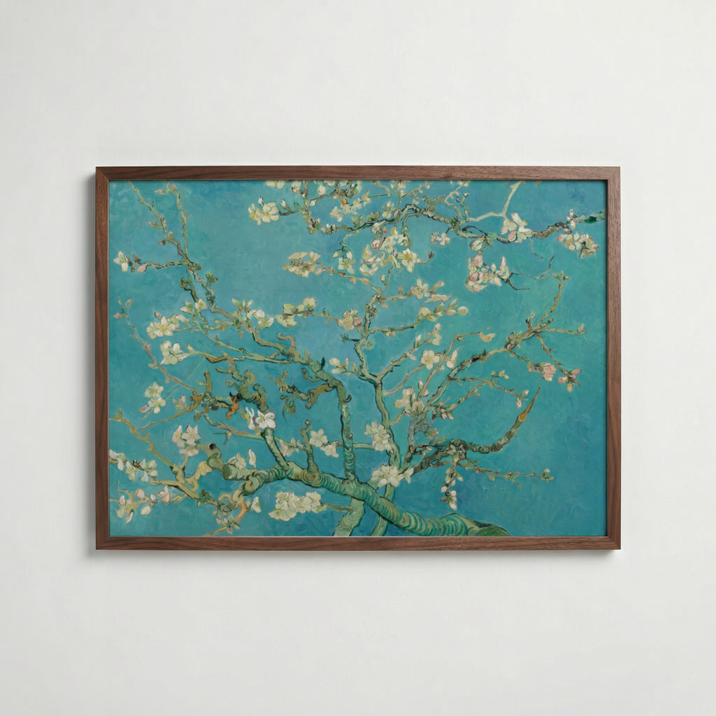 Vincent Van Gogh Almond Blossom 1890 affisch i valnötsram – mörkbrun inramning med lyxig känsla, Bozetto