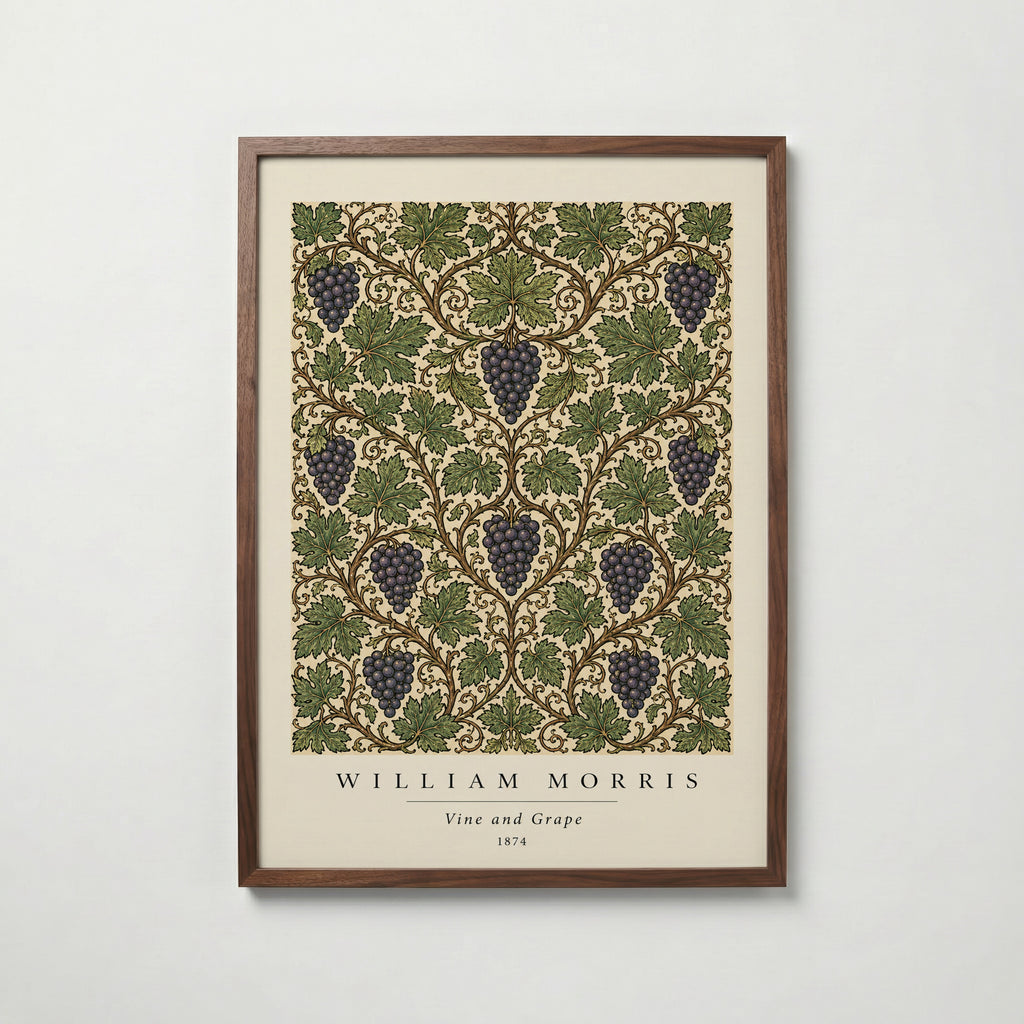 Plakat z winoroślą i winogronami Williama Morrisa