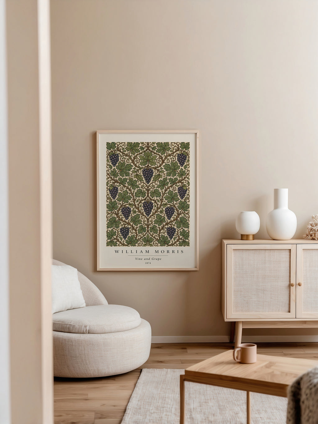 Plakat z winoroślą i winogronami Williama Morrisa