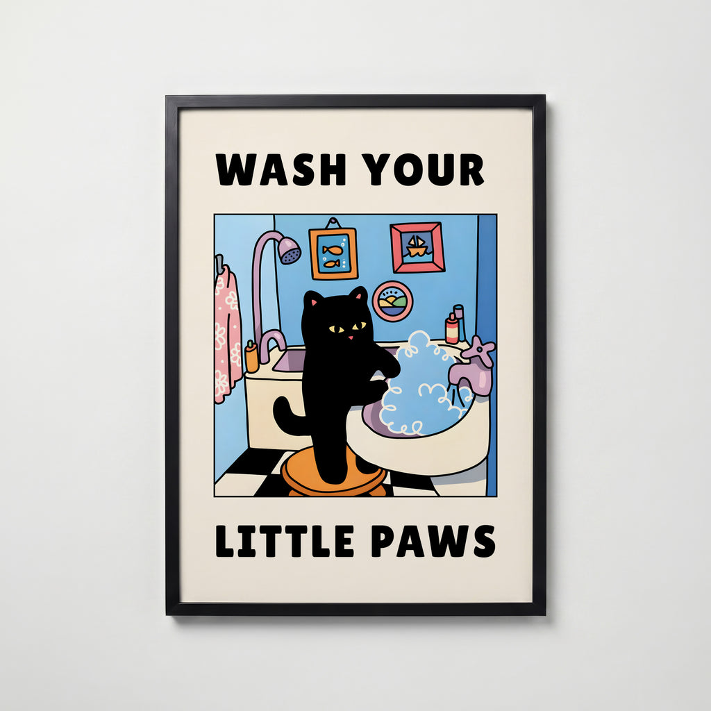 Wash Your Little Paws – affisch med snyggt motiv, köp enkelt hos Bozetto i flera storlekar