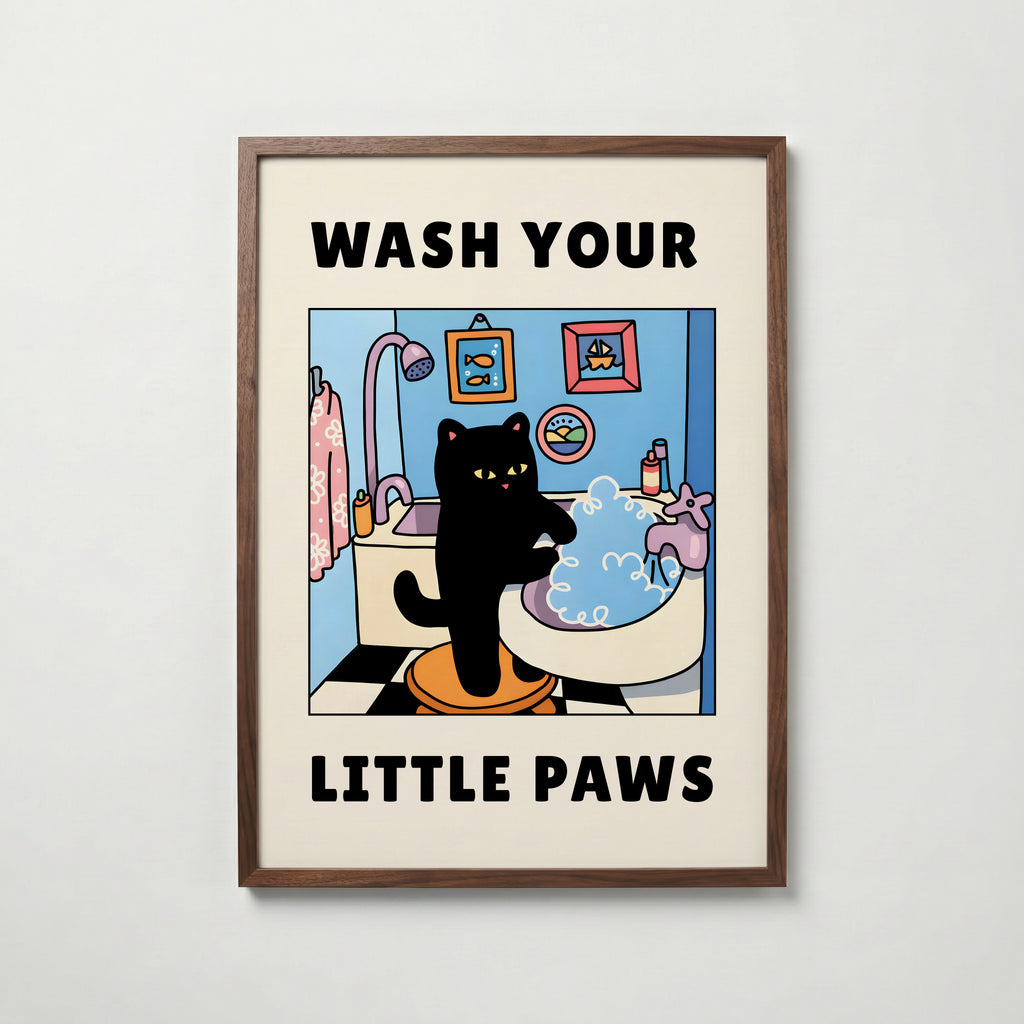 Wash Your Little Paws – köp enkelt hos Bozetto konsttryck i hög kvalitet i hög kvalitet