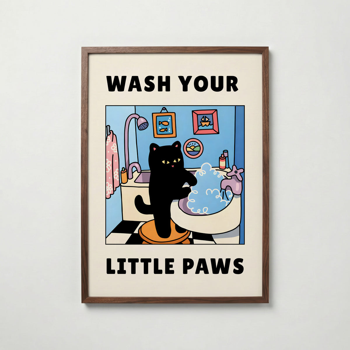 Wash Your Little Paws – köp enkelt hos Bozetto konsttryck i hög kvalitet i hög kvalitet