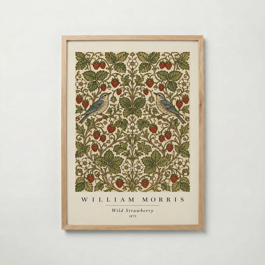 Plakat z poziomką Williama Morrisa