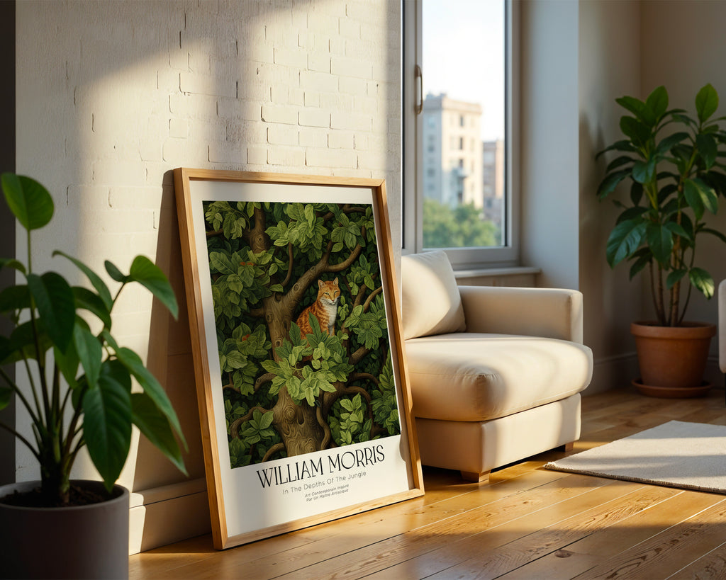 William Morris Hidden Fox poster visualiserad på vägg – från Bozetto i hög kvalitet