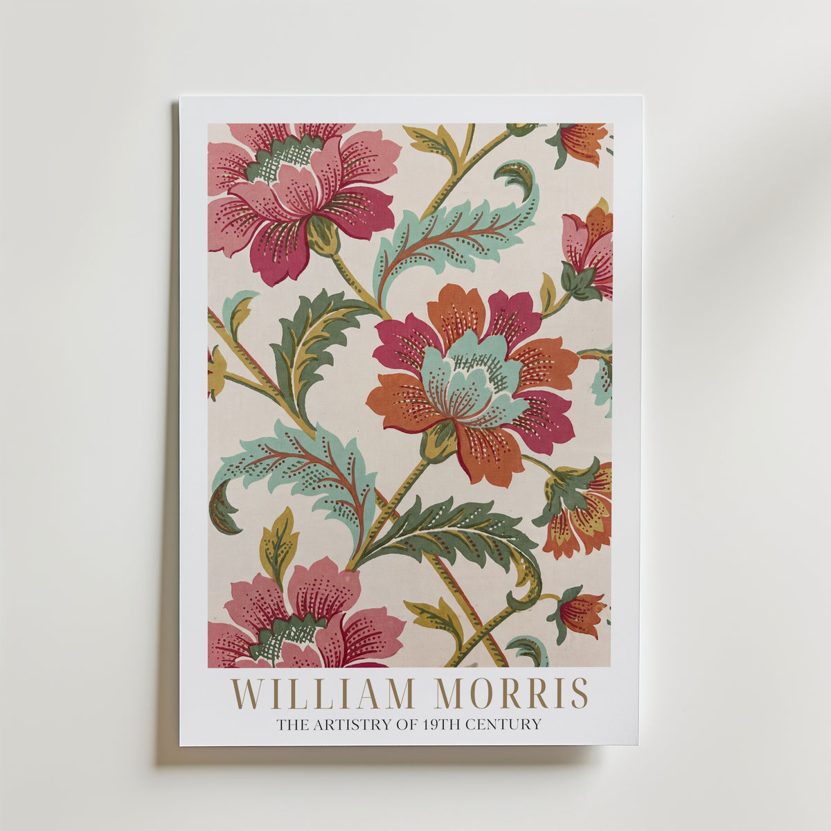 William Morris Chrysanthemum Cotton Print Poster – med passepartout