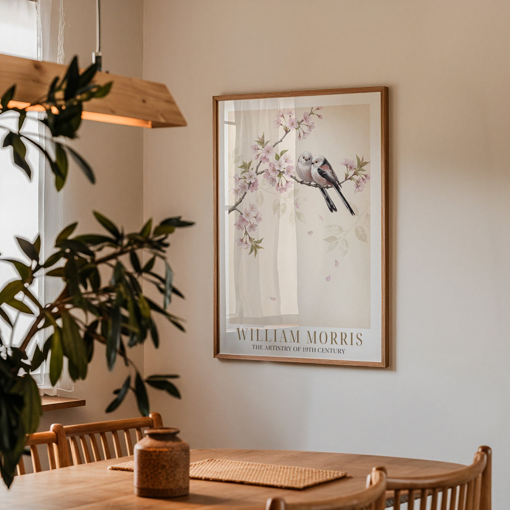 William Morris Long-Tailed Tits in Cherry Blossom Poster – i rum 1