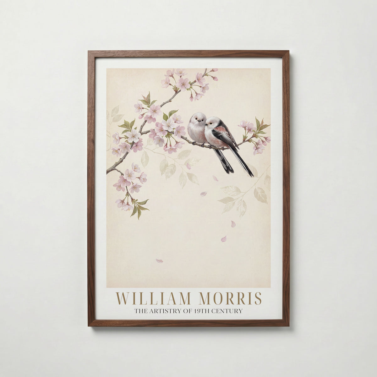 William Morris Long-Tailed Tits in Cherry Blossom Poster – valnötsram