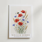 William Morris Meadow Poppies and Cornflowers Poster – med passepartout