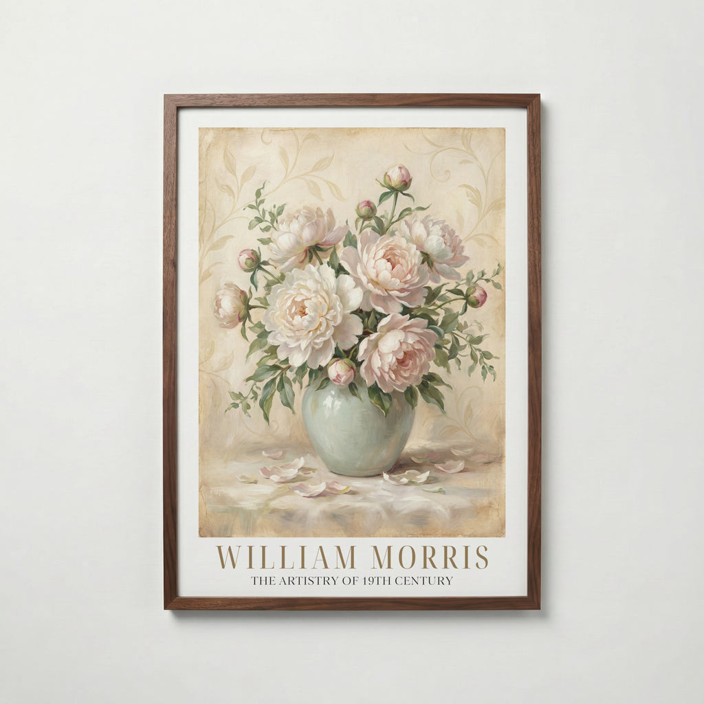 William Morris Peonies in a Celadon Vase Poster – valnötsram