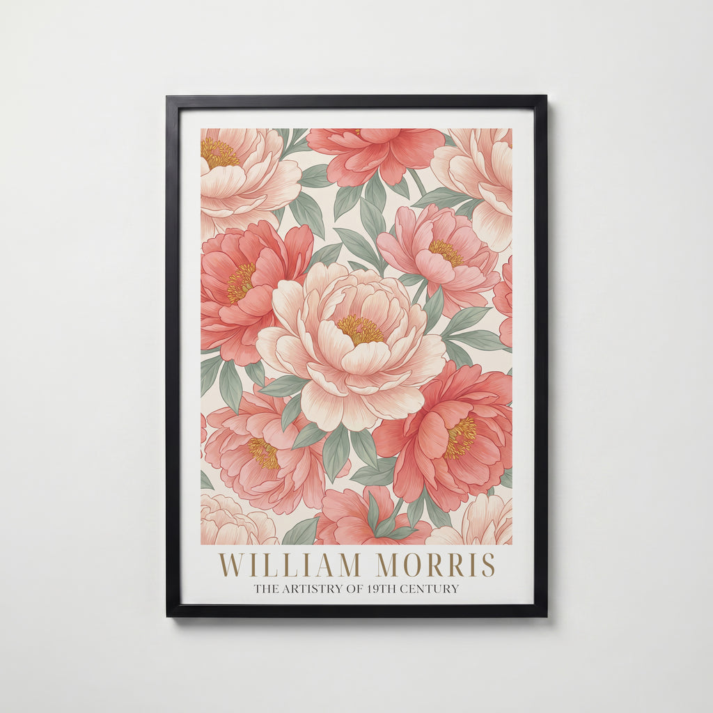 William Morris Peony Abundance Poster – svart ram