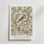 William Morris Song Thrush Woodblock Poster – med passepartout