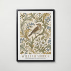 William Morris Song Thrush Woodblock Poster – svart ram
